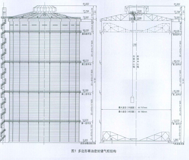 图1多边形稀油密封储气柜结构